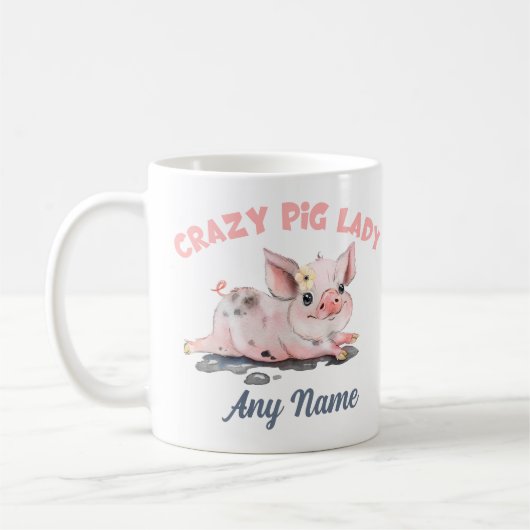 Mug de porc fou, Mug d'amour de porc, cadeau perso (Gauche)