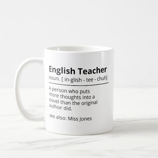 Mug de professeur d'anglais drôle personnalisé | G (Gauche)