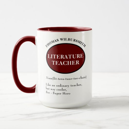 Mug de professeur de littérature personnalisée (Gauche)