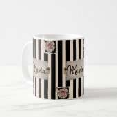 Mug de rayures noires beige victorienne (Devant gauche)