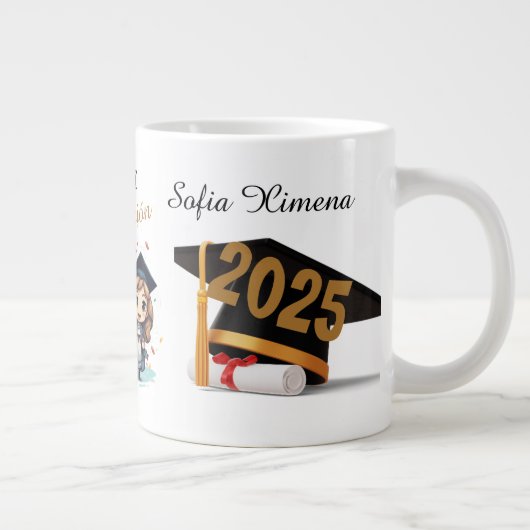 Mug de remise de diplôme noir or personnalisé 2025 (Droite)