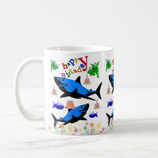 Mug de requins joyeuse Mug d'anniversaire (Gauche)