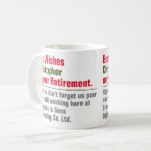 Mug de retraite avec nom et message personnel (Devant gauche)