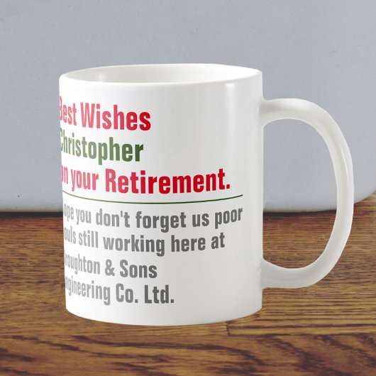 Mug de retraite avec nom et message personnel