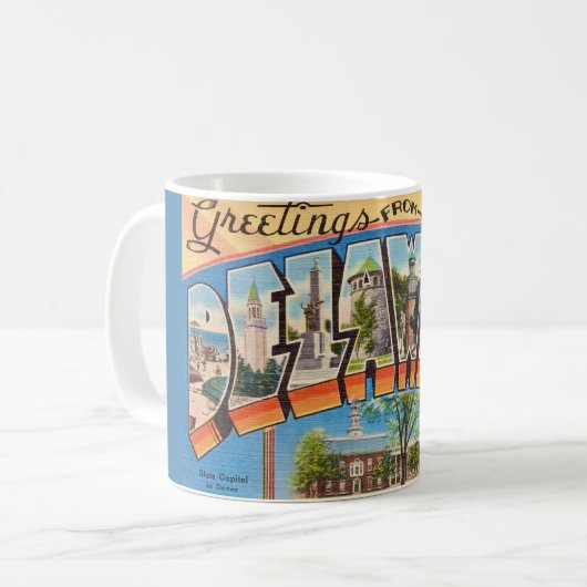 Mug de salutation rétro Delaware (Devant gauche)