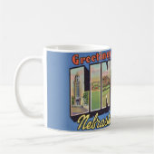 Mug de salutation rétro Lincoln Nebraska (Gauche)