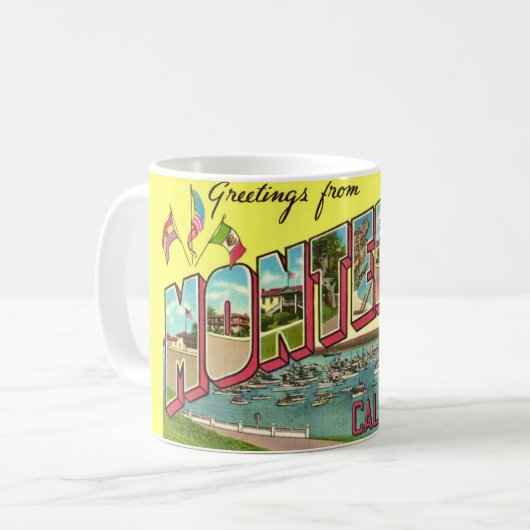 Mug de salutation vintage Monterey CA (Devant gauche)
