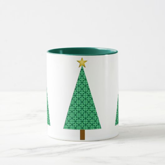 Mug de sapin de Noël moderne, vert foncé Arabesque (Centre)