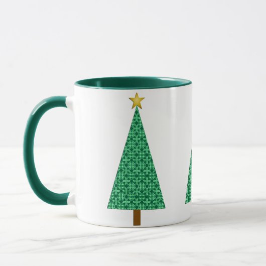 Mug de sapin de Noël moderne, vert foncé Arabesque (Gauche)