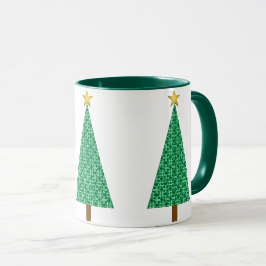 Mug de sapin de Noël moderne, vert foncé Arabesque (Devant droit)