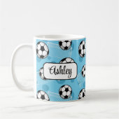 Mug de soccer bleu personnalisé (Gauche)