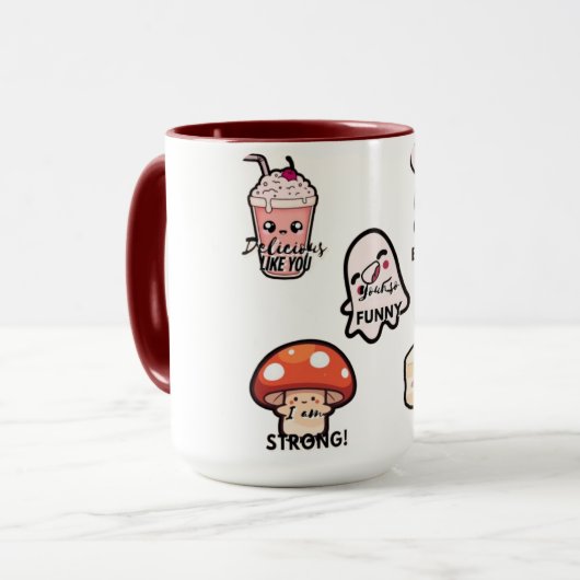Mug de style autocollant Kawaii esthétique mignon (Devant gauche)