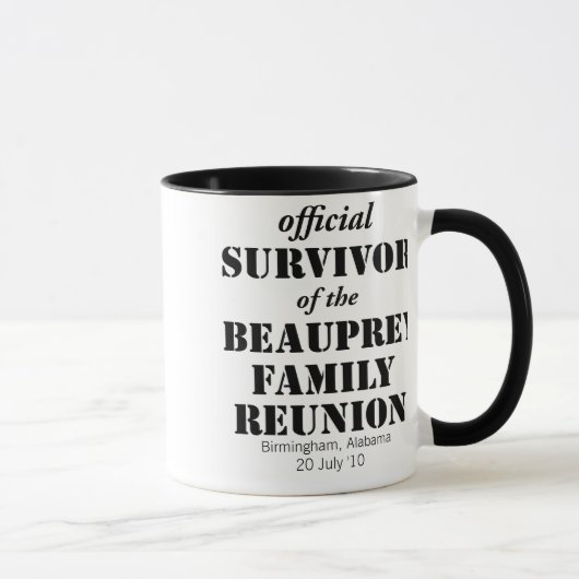 Mug de survivant de la Réunion familiale - partout (Droite)