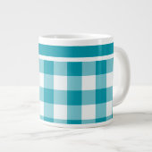 Mug de taille Jumbo, En vichy Turquoise et blanc (Devant droit)