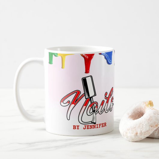 Mug de technologie colorée à ongles personnalisée (Avec donut)