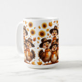 Mug de Thanksgiving avec famille de dindons (Devant gauche)