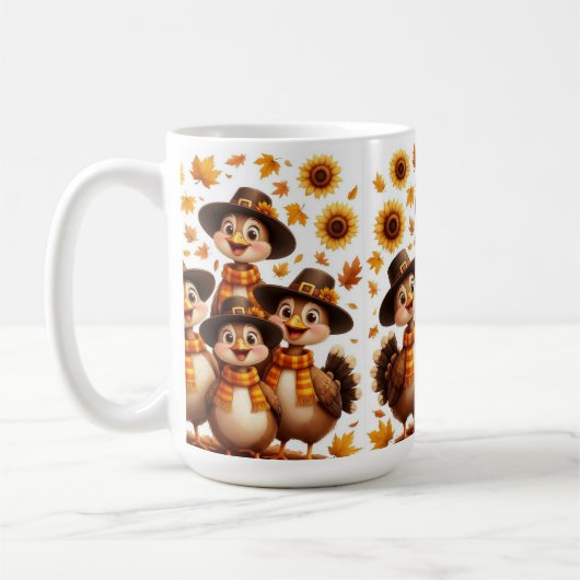 Mug de Thanksgiving avec famille de dindons (Gauche)