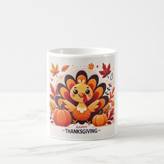 Mug de Thanksgiving de dinde mignon | Kawaii Autom (Centre)