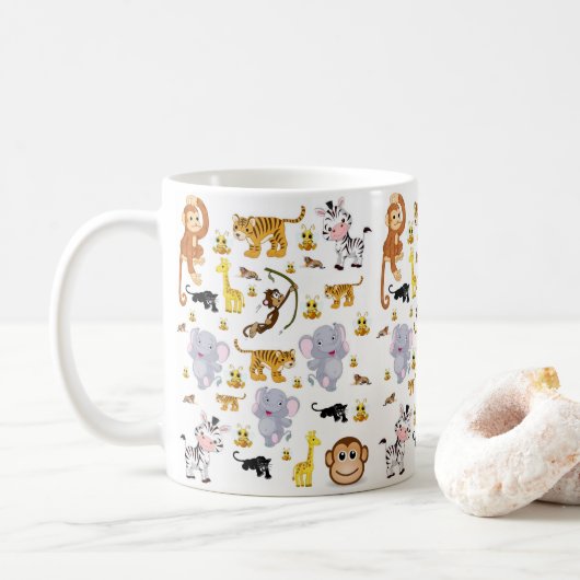 Mug de tigre d'éléphant de singe (Avec donut)