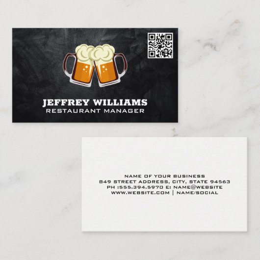 Mug de toast de bière | Carte de visite de code QR (Devant / Derrière)