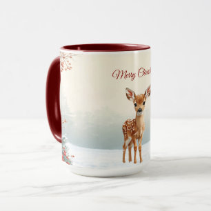Mug de vacances avec un joli faon dans une forêt e