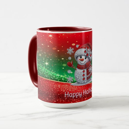 Mug de vacances bonhomme de neige Strass (Devant gauche)