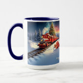 Mug de vacances d'arbre de Noël de train rouge (Gauche)