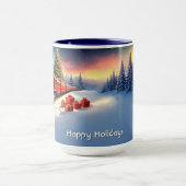 Mug de vacances d'arbre de Noël de train rouge (Centre)