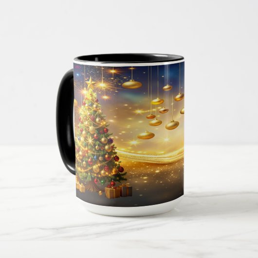 Mug de vacances d'arbre de Noël décoré (Devant gauche)