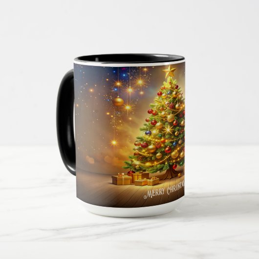 Mug de vacances d'arbre de Noël décoré (Devant gauche)