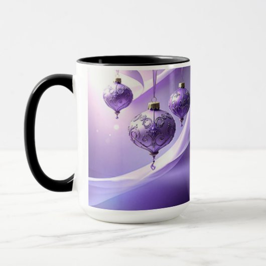 Mug de vacances de Noël Boule décorative violette (Gauche)