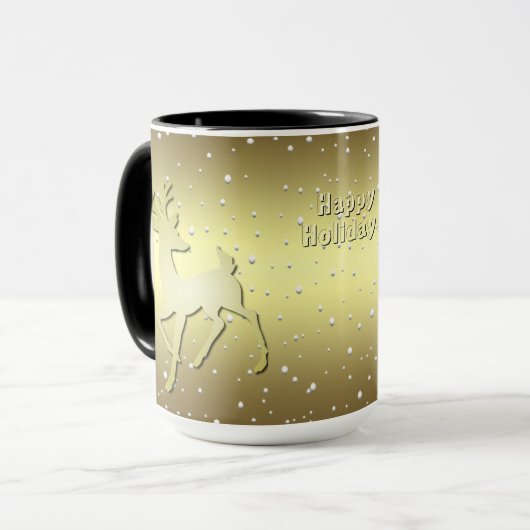 Mug de vacances enneigé de Renne Doré (Devant gauche)