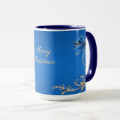 Mug de vacances Fleur Or Bleu (Devant droit)