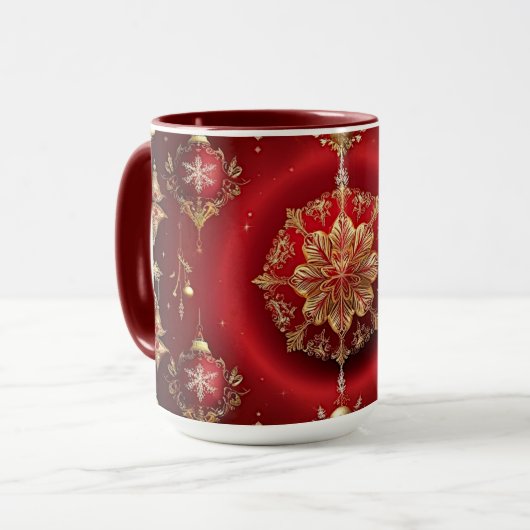 Mug de vacances Ornements Décoratifs Rouges (Devant gauche)