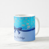 Mug de vacances ruban bleu flocons de neige (Devant droit)