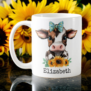 Mug de vache mignonne personnalisée, cadeau d'anni