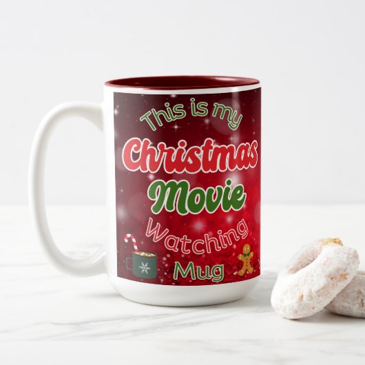Mug de veille du film de Noël, Mug de Noël (Avec donut)