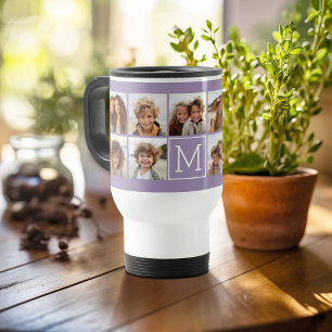 Mug De Voyage 11 Collage de grille de photos avec monogramme
