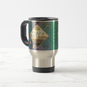 Mug De Voyage 18e anniversaire du Mariage couleur Acquamarine