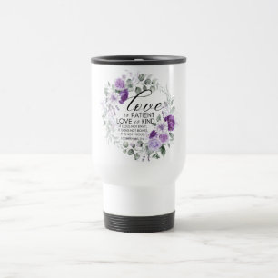 Mug De Voyage 1 Corinthiens 13:4 L'amour est patient Violet Flor