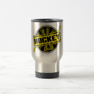 Mug De Voyage #1 Papa de hockey (noir / or)