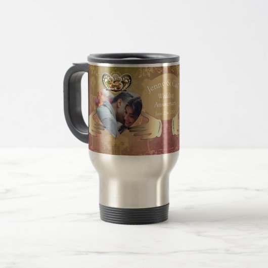 Mug De Voyage 23e anniversaire du Mariage Topaz Claddagh  (Devant gauche)