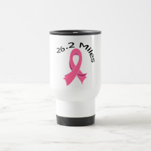 Mug De Voyage 26,2 milles de marathon de cancer du sein de ruban