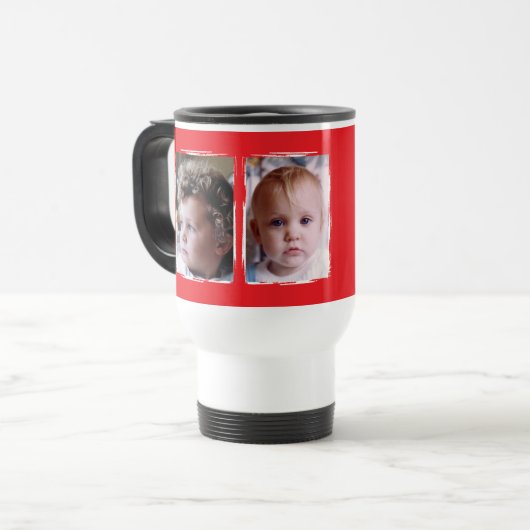 Mug De Voyage 2 photo custom text white red (Devant gauche)