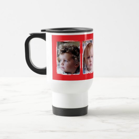 Mug De Voyage 2 photo custom text white red (Gauche)