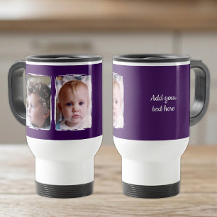 Mug De Voyage 2 texte personnalisé photo blanc violet