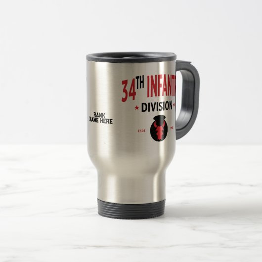 Mug De Voyage 34e division d'infanterie personnalisable (Devant droit)
