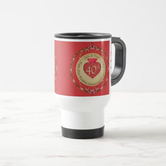 Mug De Voyage 40e/15e anniversaire du Mariage Ruby (Devant droit)