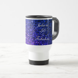 Mug De Voyage 50 Fabuleux Anniversaire Parties scintillant Bleue