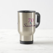 Mug De Voyage 70 & Sensationnel Rose Purple Bleu Anniversaire (Devant droit)